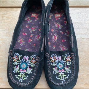 BC brand loafers: vegan suede with embroidered toes.  Size 7.5.  Make an offer